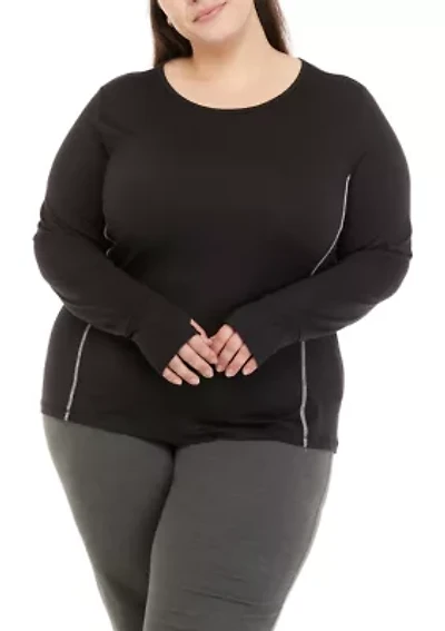 Plus Long Sleeve Fitted Workout T-Shirt