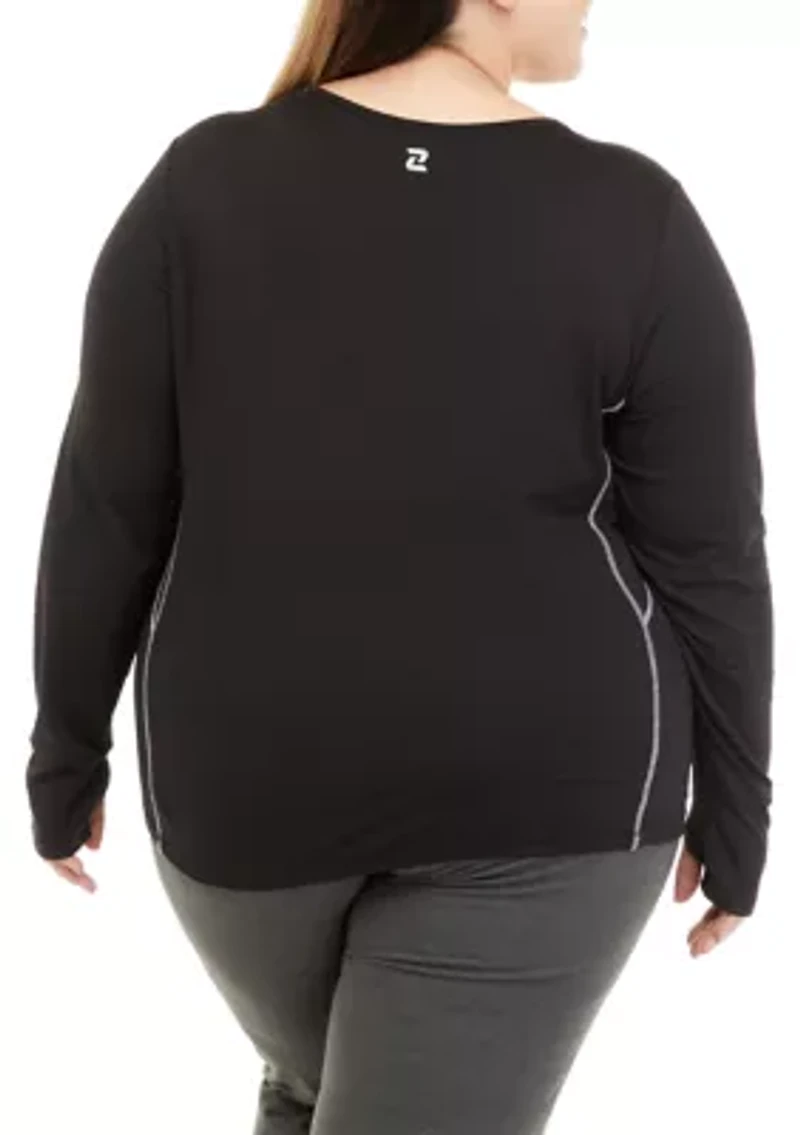 Plus Long Sleeve Fitted Workout T-Shirt