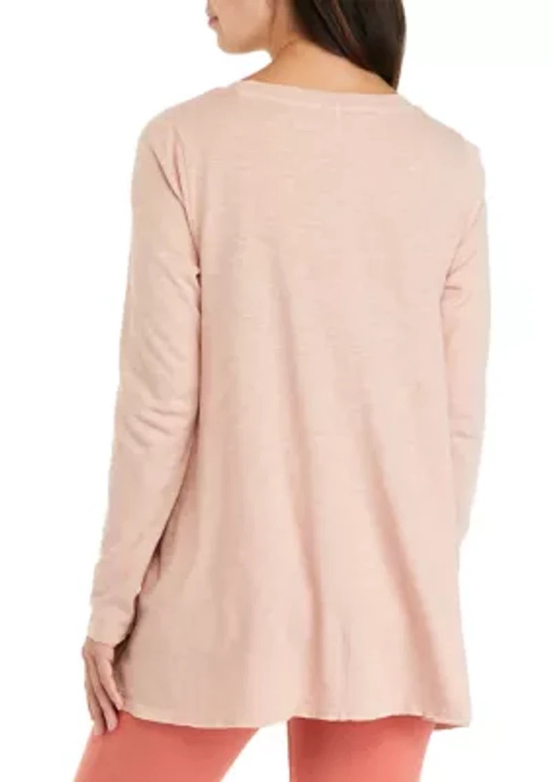 Women's Long Sleeve Drapey Side Slit Top