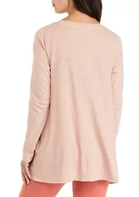 Women's Long Sleeve Drapey Side Slit Top
