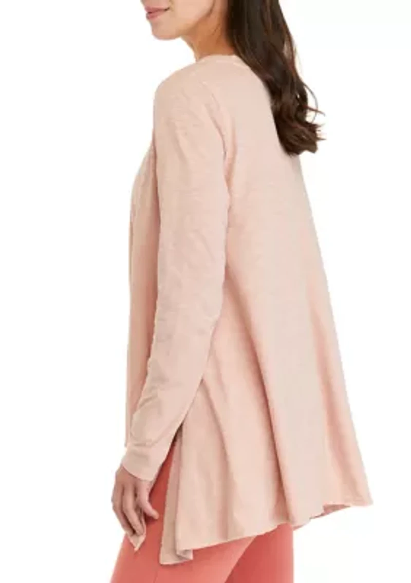 Women's Long Sleeve Drapey Side Slit Top