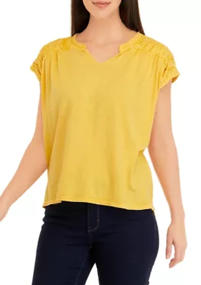 Women's Smocked Shoulder T-Shirt