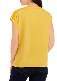 Women's Smocked Shoulder T-Shirt