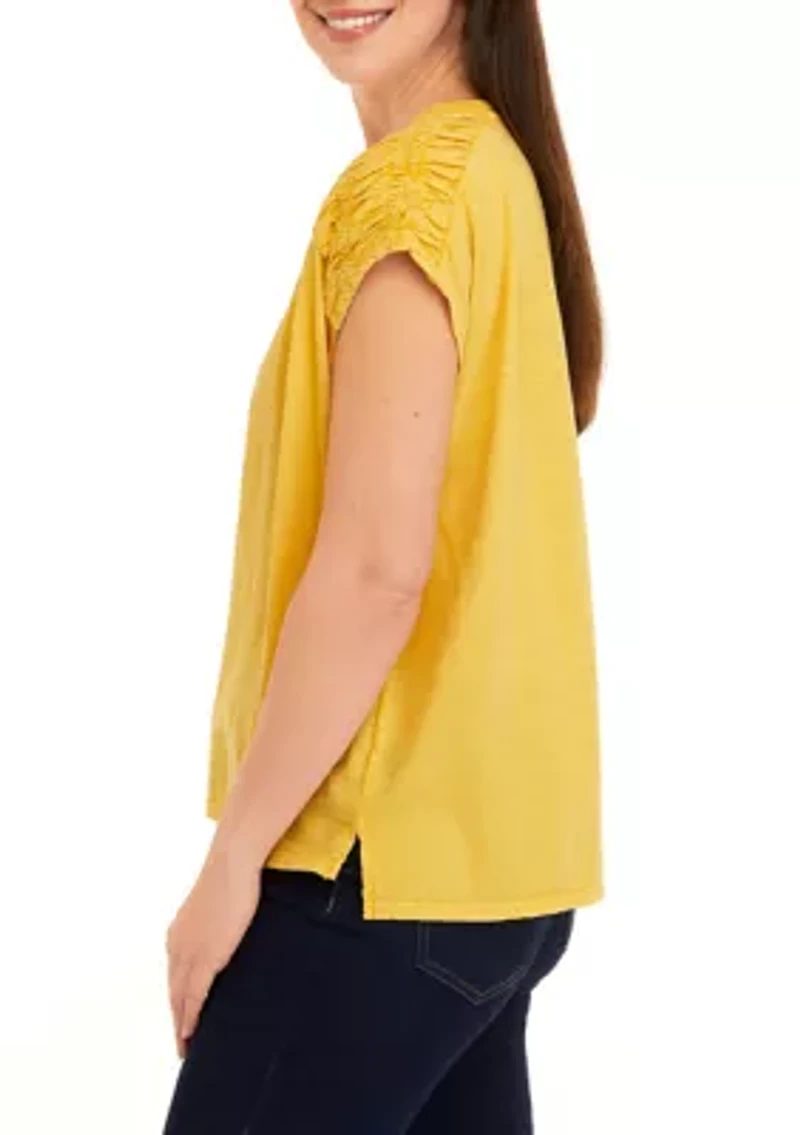 Women's Smocked Shoulder T-Shirt