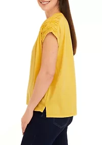 Women's Smocked Shoulder T-Shirt