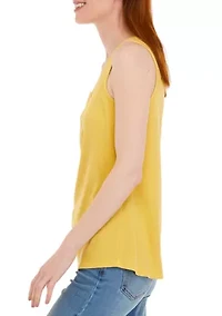 Women's Henley Solid Tank Top