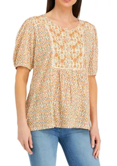 Women's Elbow Sleeve Henley Tunic Top