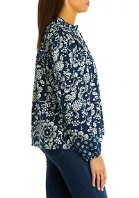 Women's Pintuck Printed Top