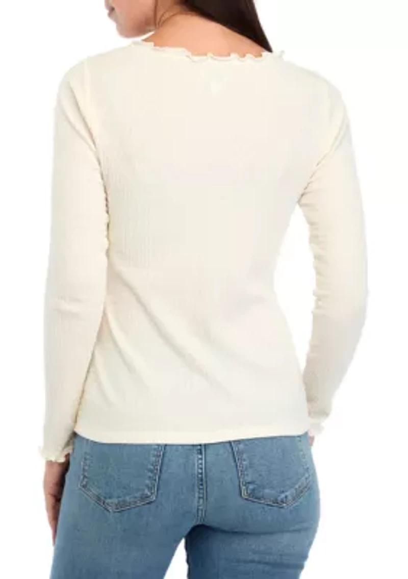 Women's Long Sleeve Lettuce Edge Top