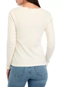Women's Long Sleeve Lettuce Edge Top