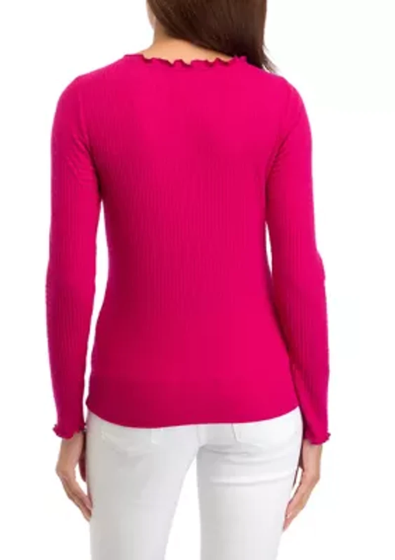 Women's Long Sleeve Lettuce Edge Top