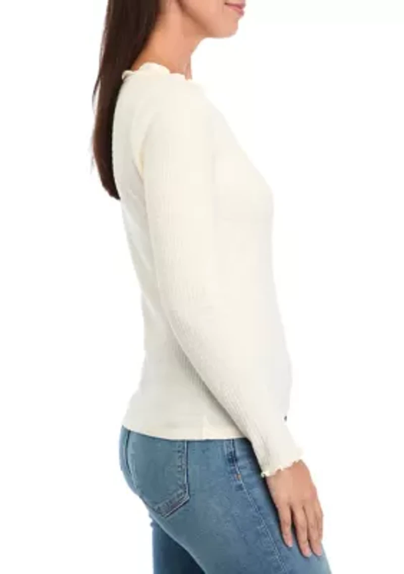 Women's Long Sleeve Lettuce Edge Top