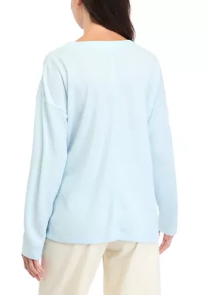 Women's Long Sleeve V-Neck Seam Front Top