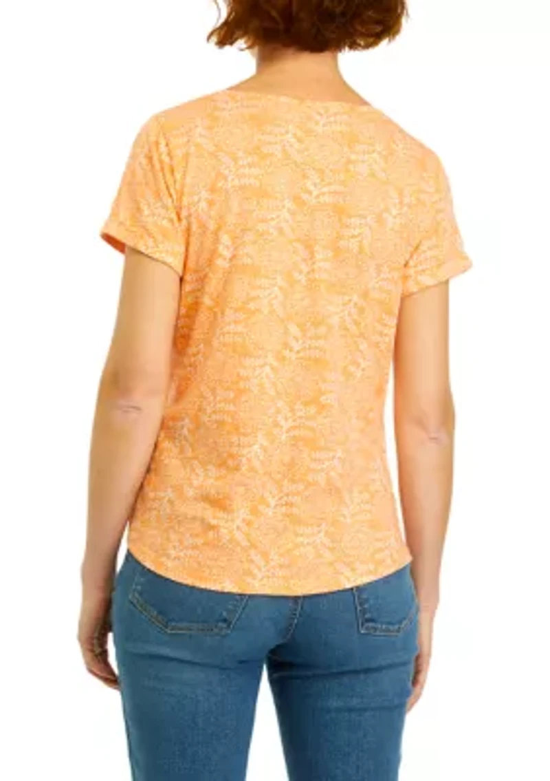 Women's Short Sleeve Cuffed Printed T-Shirt