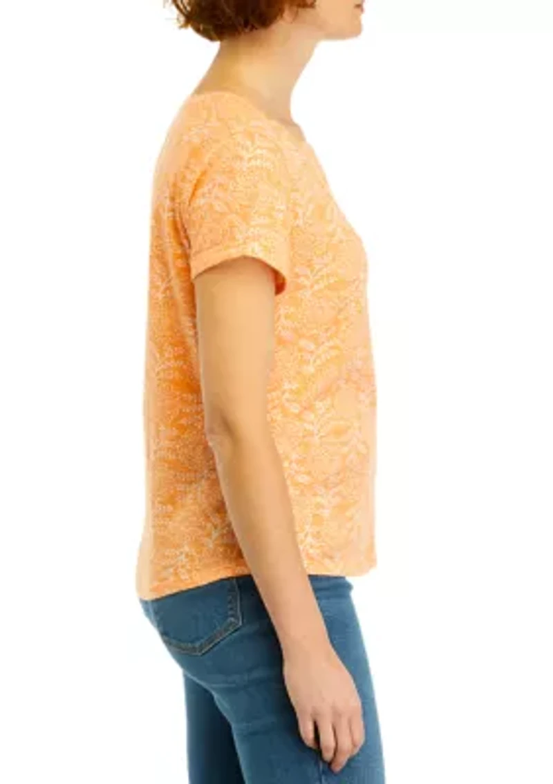 Women's Short Sleeve Cuffed Printed T-Shirt