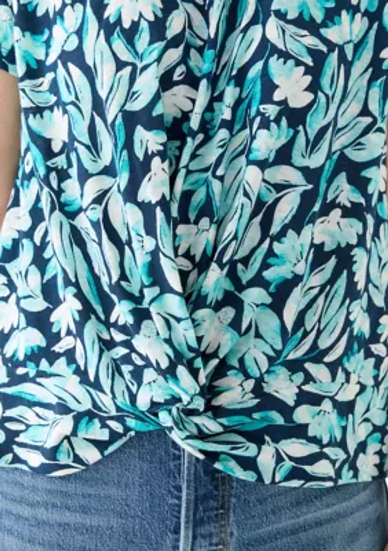 Women's Short Sleeve Twist Front T-Shirt