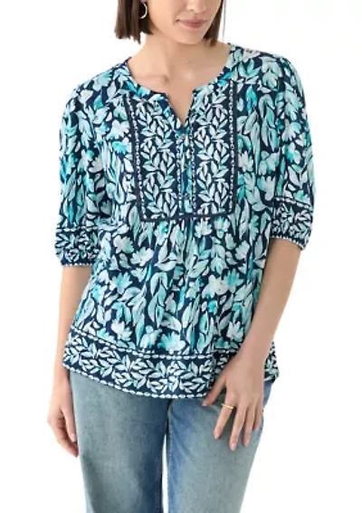 Women's Elbow Sleeve Printed Top