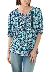 Women's Elbow Sleeve Printed Top