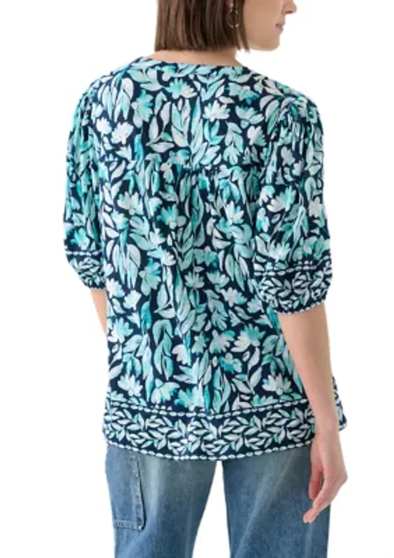 Women's Elbow Sleeve Printed Top