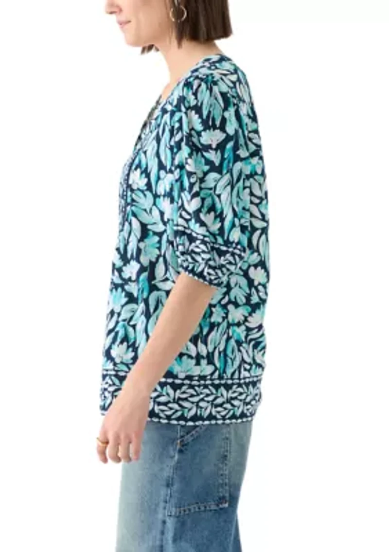 Women's Elbow Sleeve Printed Top