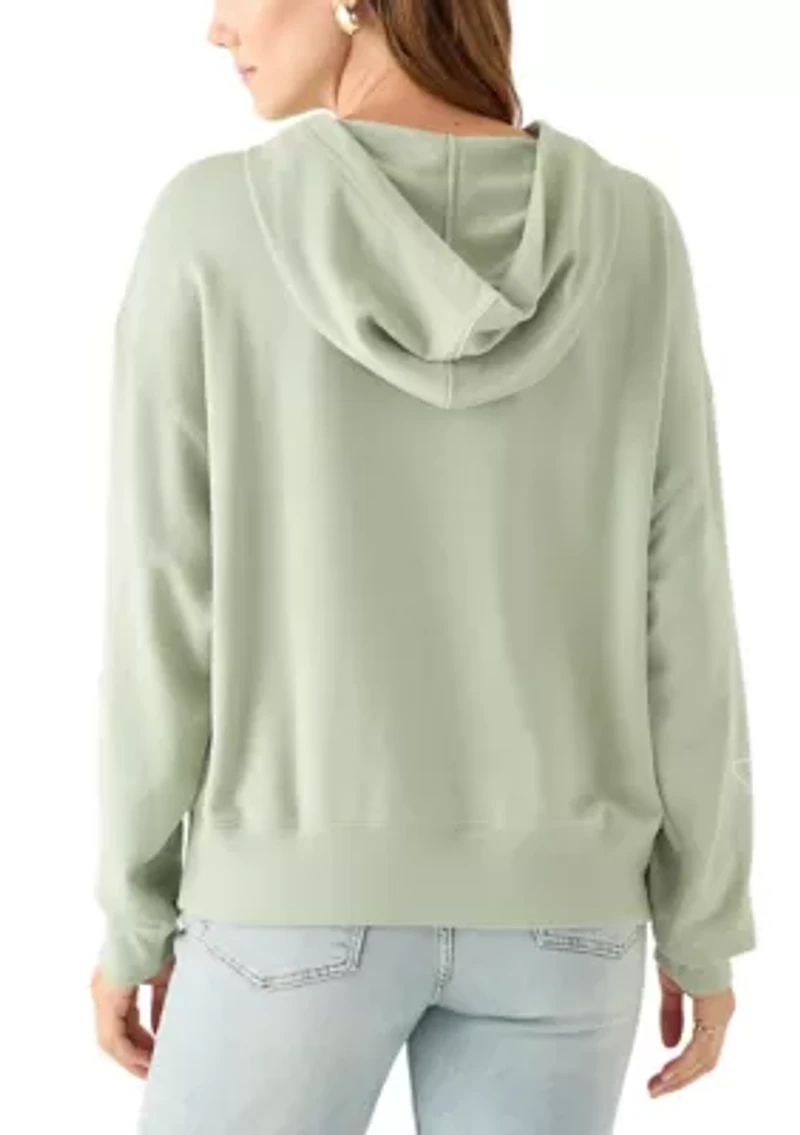 Women's Long Sleeve Embellished Flower Detail Hoodie