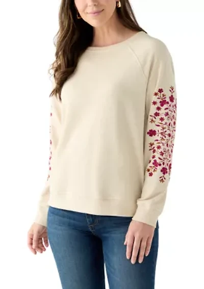 Women's Long Sleeve Embroidered Sweatshirt