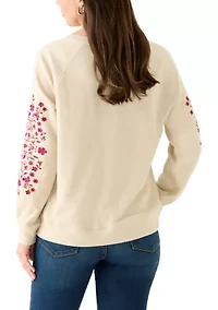 Women's Long Sleeve Embroidered Sweatshirt