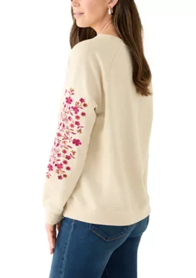 Women's Long Sleeve Embroidered Sweatshirt