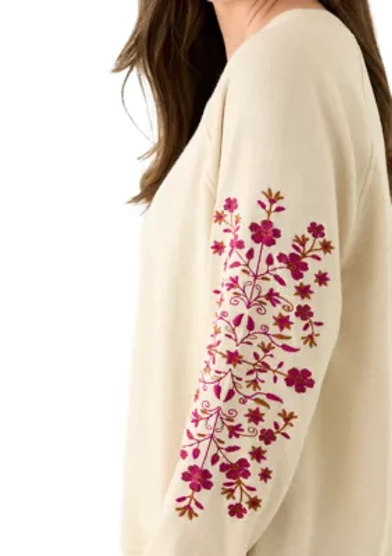Women's Long Sleeve Embroidered Sweatshirt