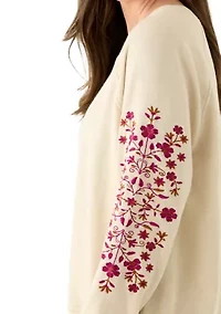 Women's Long Sleeve Embroidered Sweatshirt