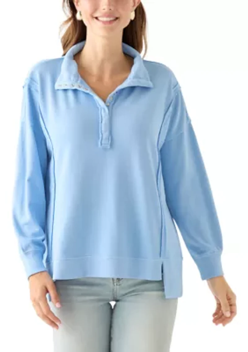 Women's Snap Henley Sweatshirt