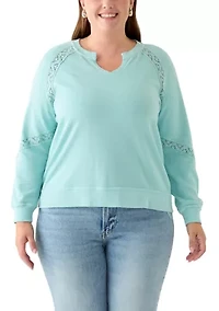 Women's Crochet Detail Boxy Sweatshirt