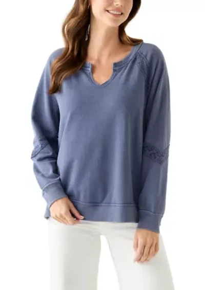 Women's Crochet Detail Boxy Sweatshirt