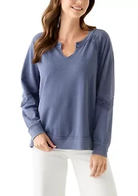 Women's Crochet Detail Boxy Sweatshirt