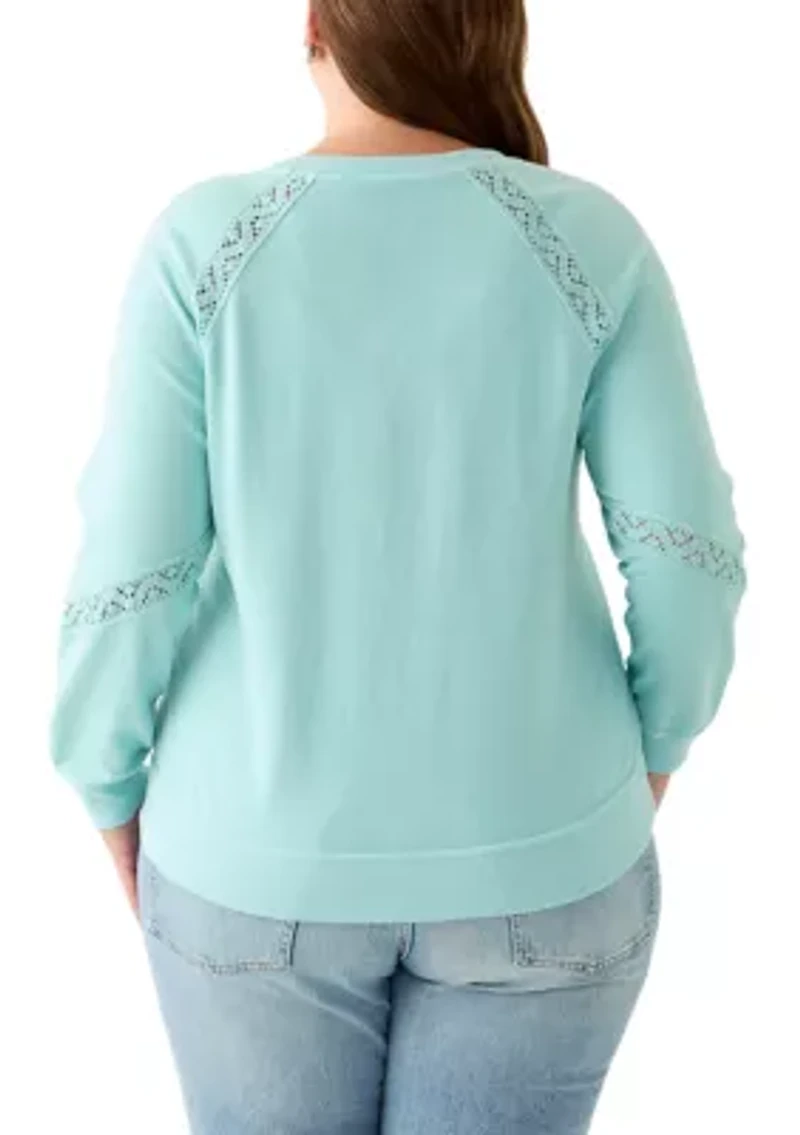 Women's Crochet Detail Boxy Sweatshirt