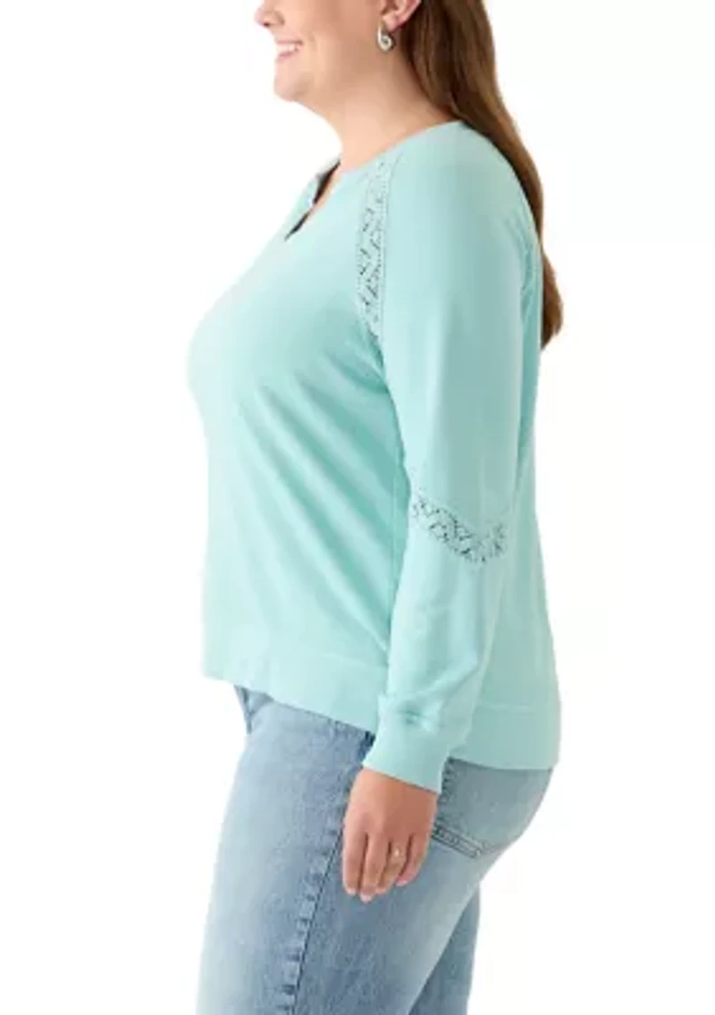 Women's Crochet Detail Boxy Sweatshirt