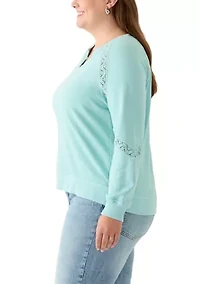 Women's Crochet Detail Boxy Sweatshirt