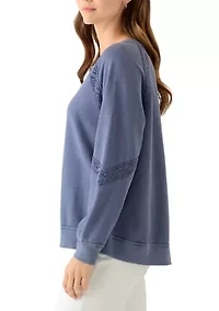 Women's Crochet Detail Boxy Sweatshirt