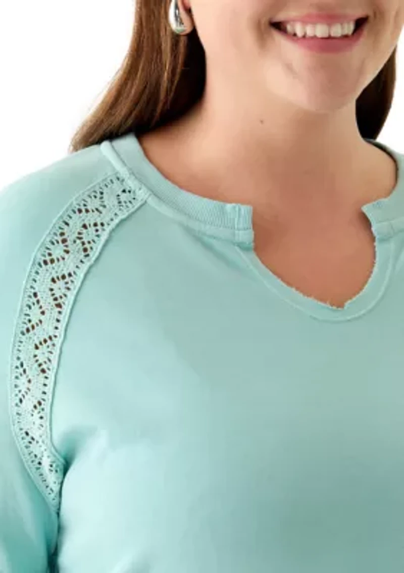 Women's Crochet Detail Boxy Sweatshirt