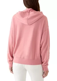 Women's Long Sleeve Embellished Flower Detail Hoodie