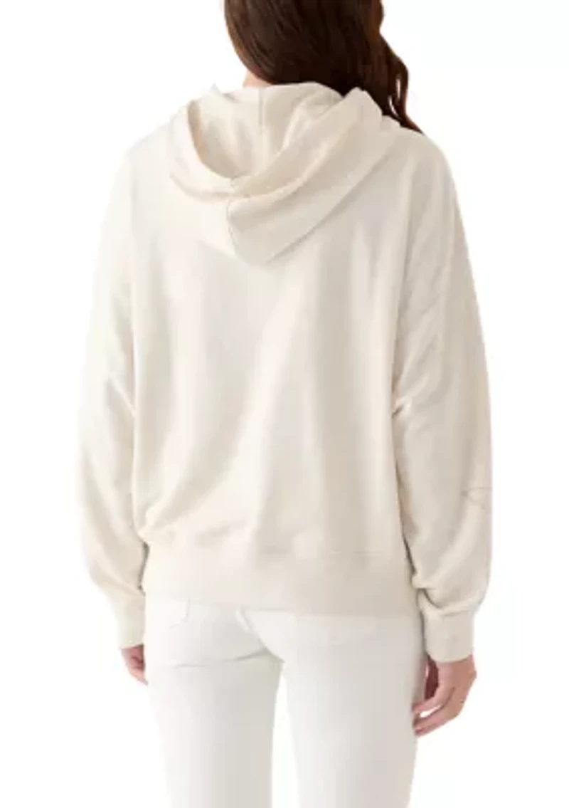 Women's Long Sleeve Embroidered Detail Heather Hoodie