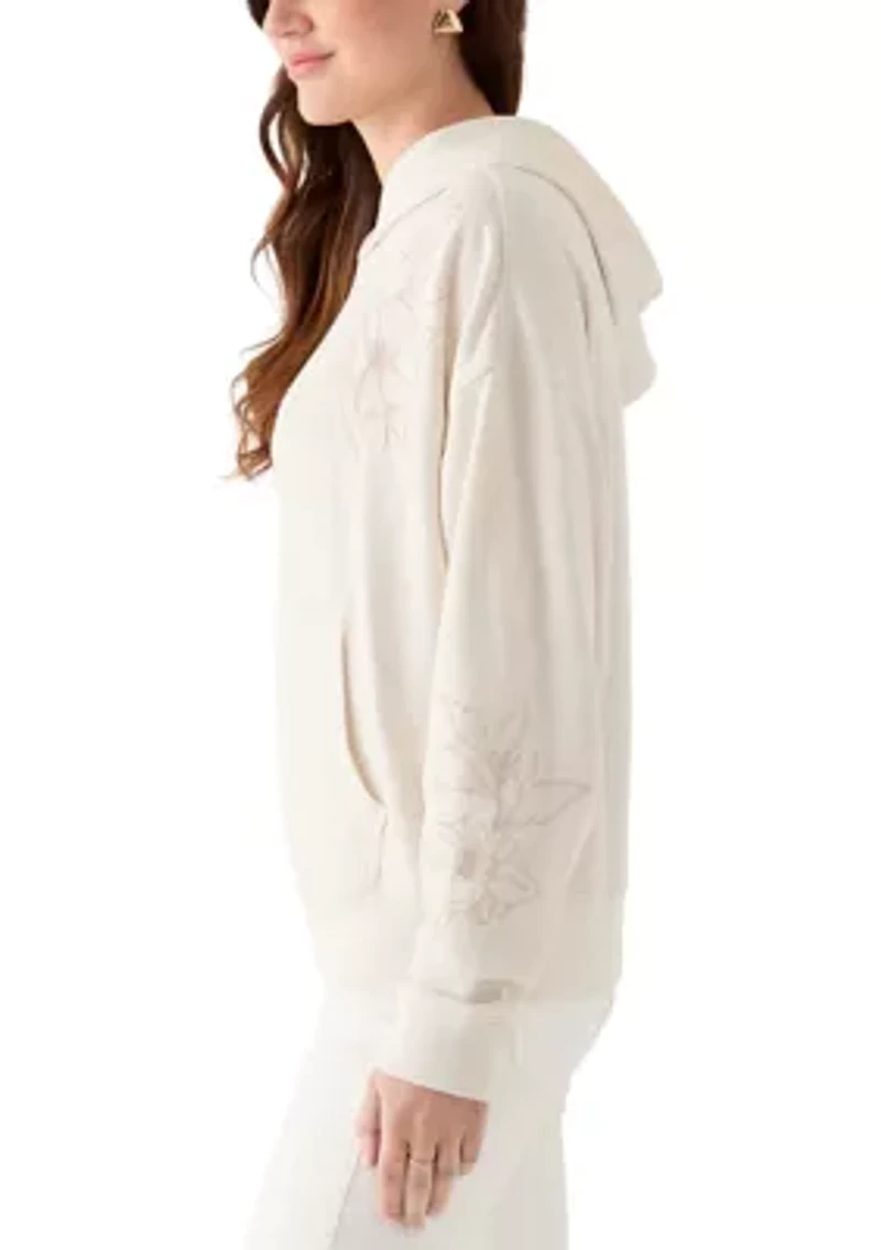 Women's Long Sleeve Embroidered Detail Heather Hoodie