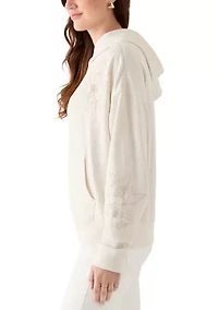 Women's Long Sleeve Embroidered Detail Heather Hoodie