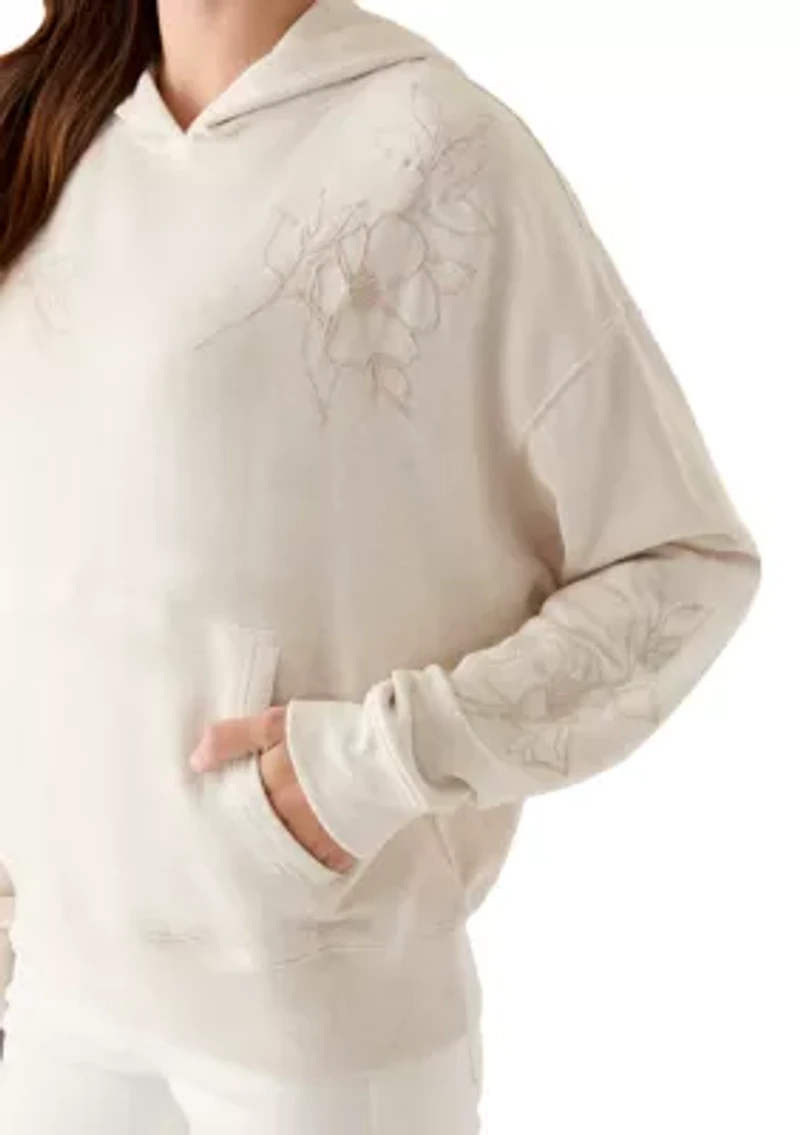 Women's Long Sleeve Embroidered Detail Heather Hoodie