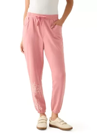 Women's Embroidered Detail Joggers with Space Dye