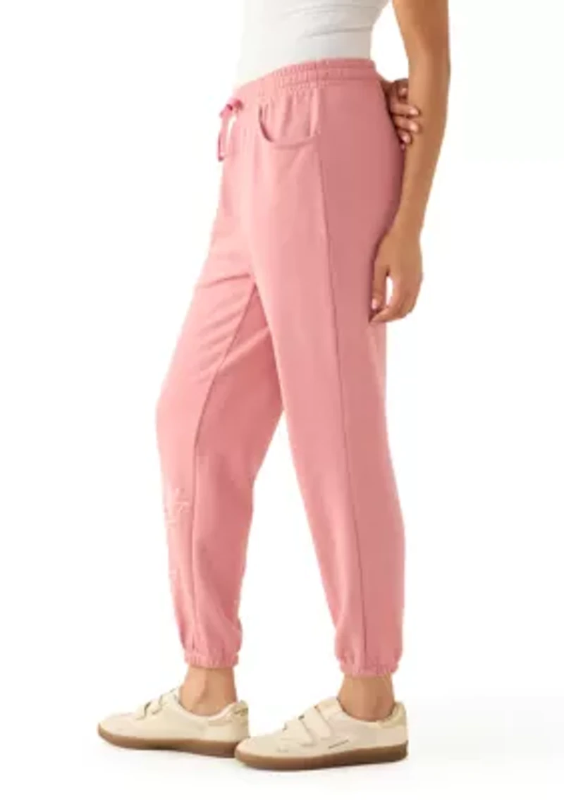 Women's Embroidered Detail Joggers with Space Dye