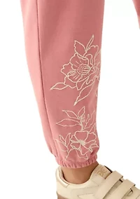 Women's Embroidered Detail Joggers with Space Dye