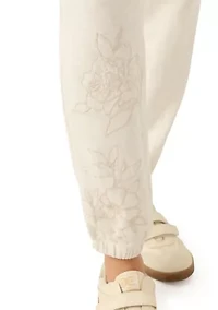 Women's Heathered Joggers with Embroidered Detail