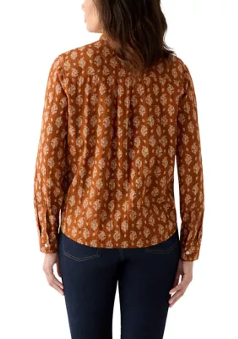 Women's Long Sleeve Printed Woven Shirt