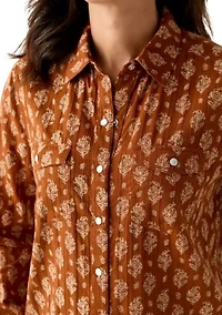 Women's Long Sleeve Printed Woven Shirt